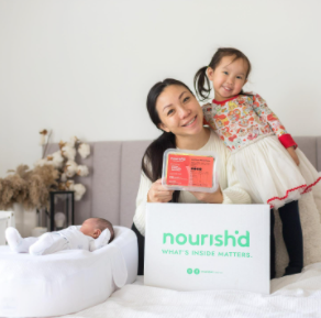 Instagram image of a smiling man unpacking his Nourish'd box in his kitchen, at the bench.
